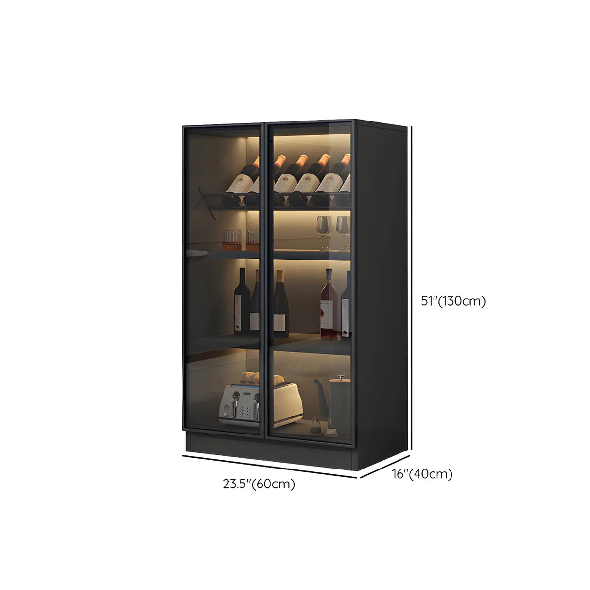 Black Modern Large Stackable Freestanding Wine Cabinet
