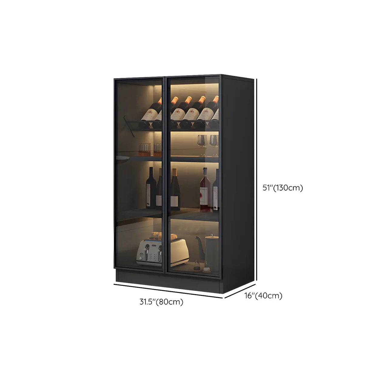 Black Modern Large Stackable Freestanding Wine Cabinet Image - 19
