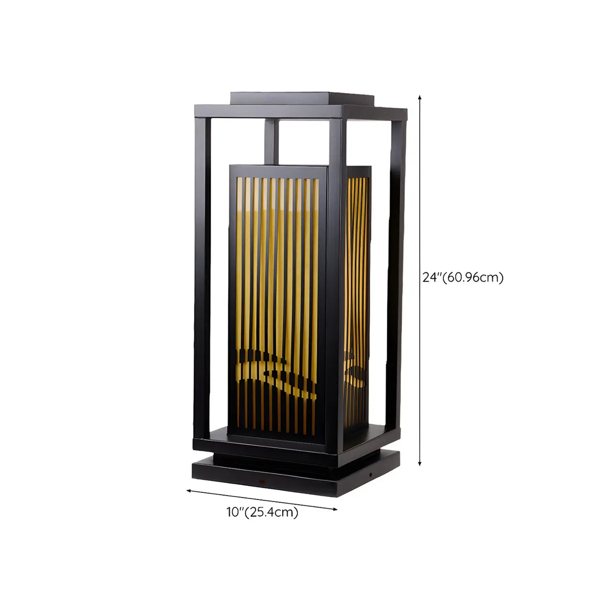Black Modern Metal Rectangle Lantern Outdoor Solar Lamp Image - 14