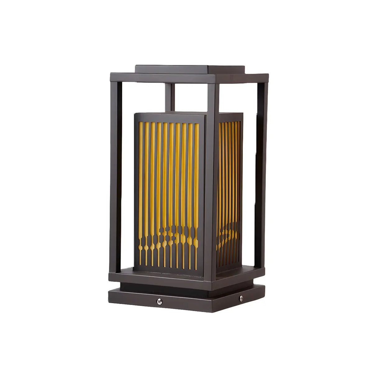 Black Modern Metal Rectangle Lantern Outdoor Solar Lamp Image - 2