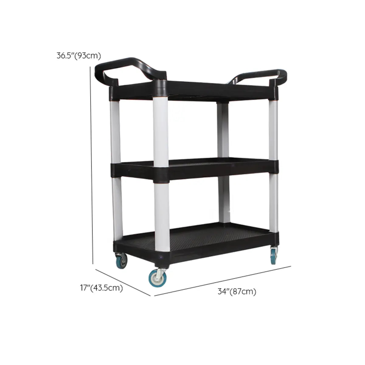 Black Movable Utility Cart with Two Hanging Buckets