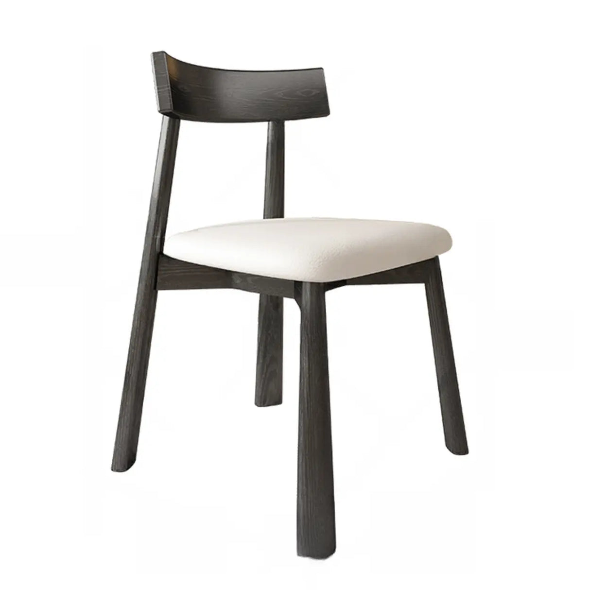 Black Open Back Faux Leather Armless Wood Dining Chair Image - 12