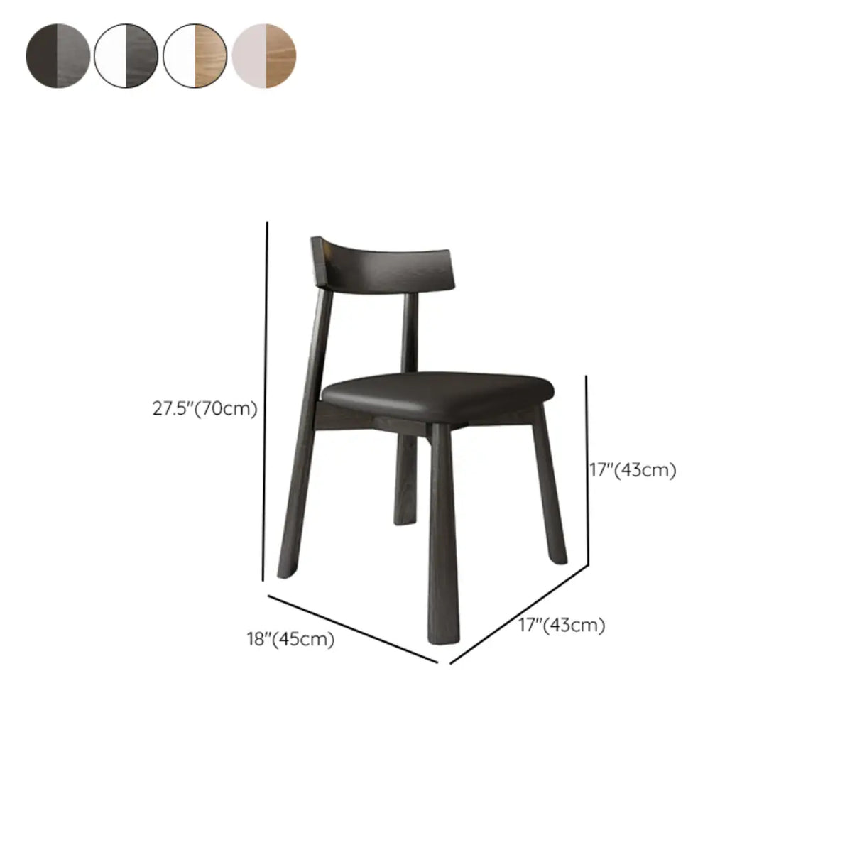 Black Open Back Faux Leather Armless Wood Dining Chair