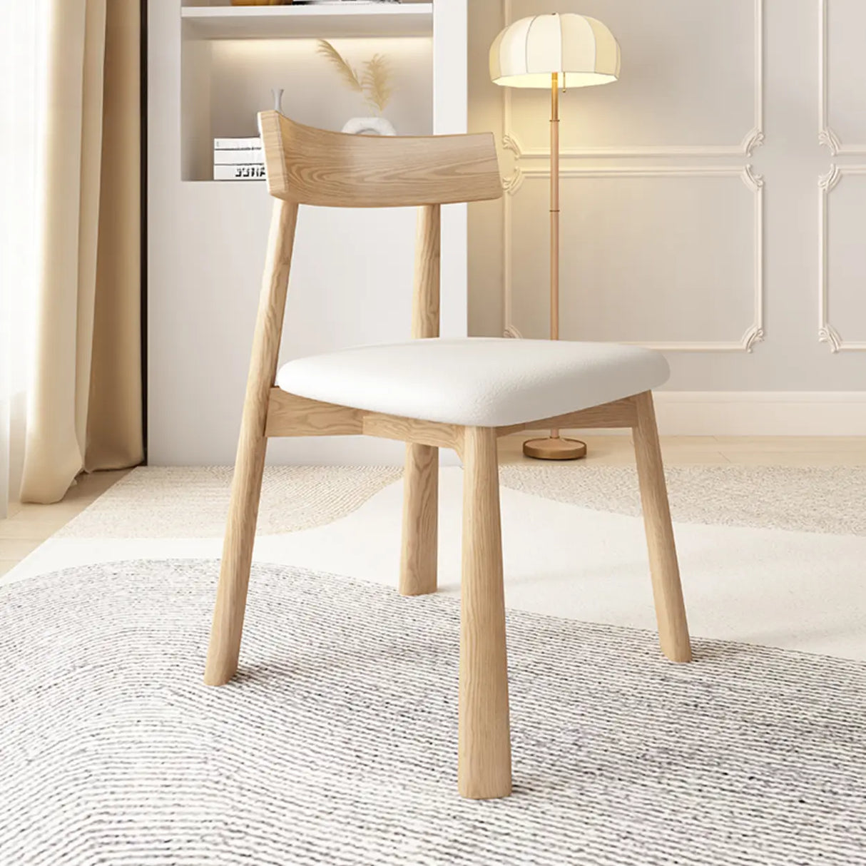 Black Open Back Faux Leather Armless Wood Dining Chair Image - 5