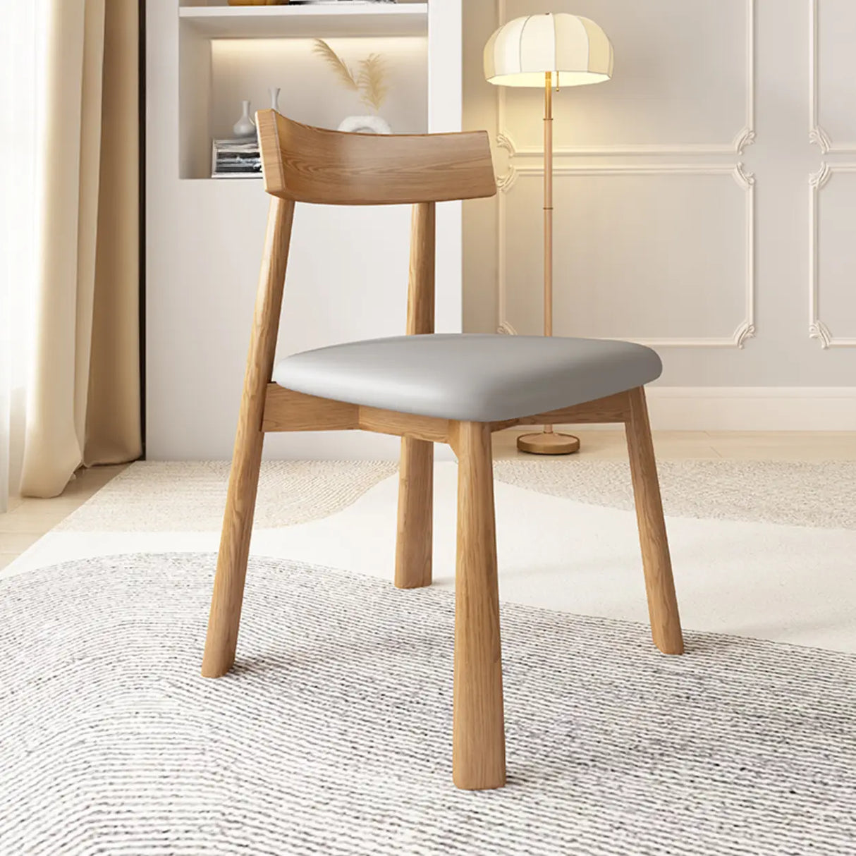 Black Open Back Faux Leather Armless Wood Dining Chair Image - 7