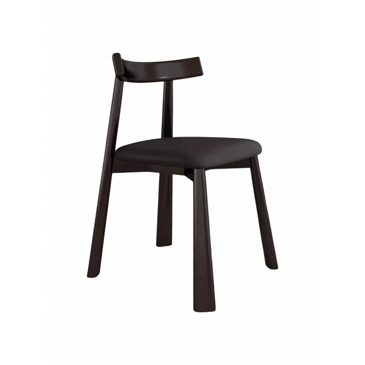Black Open Back Faux Leather Armless Wood Dining Chair Image - 8