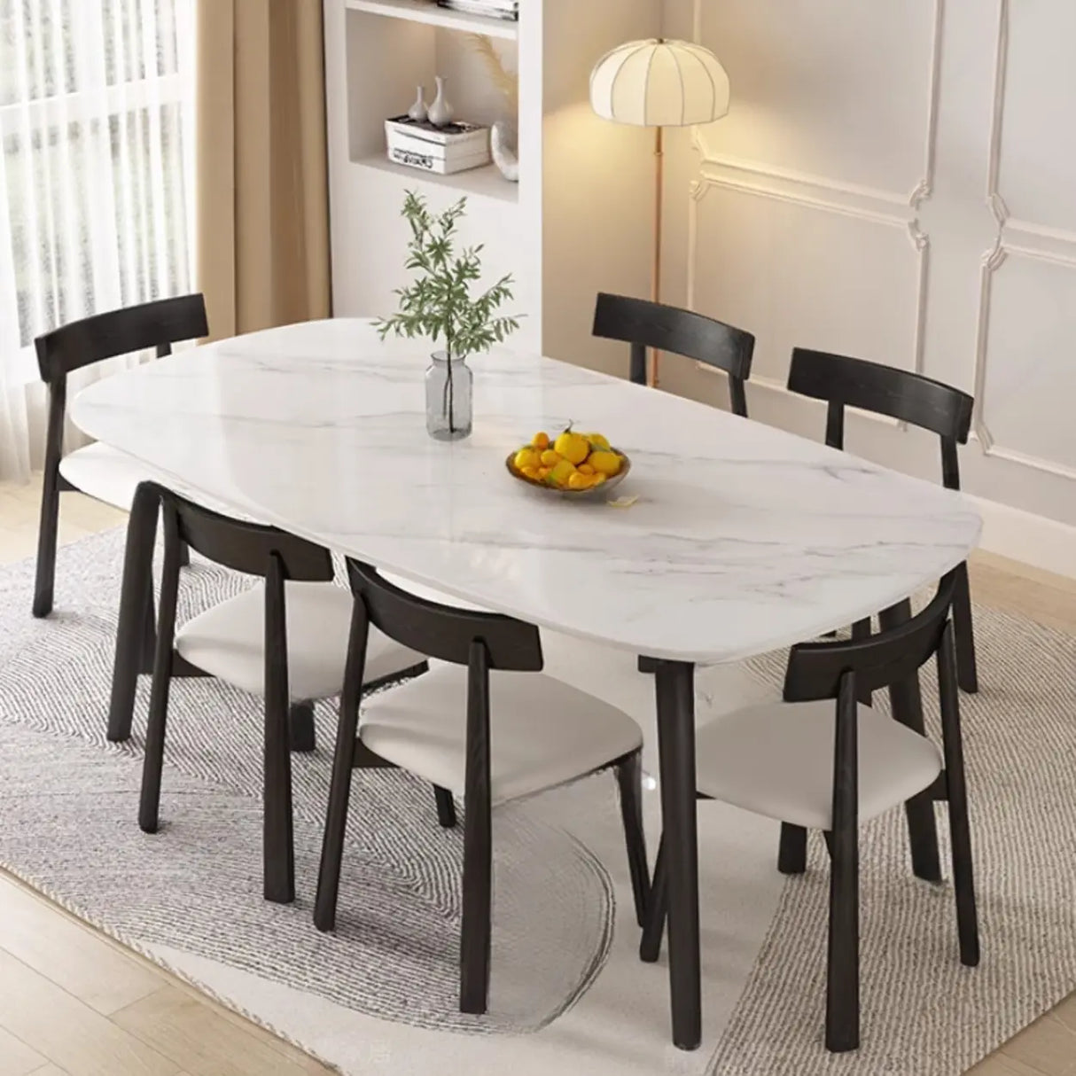 Black Open Back Faux Leather Armless Wood Dining Chair Image - 9