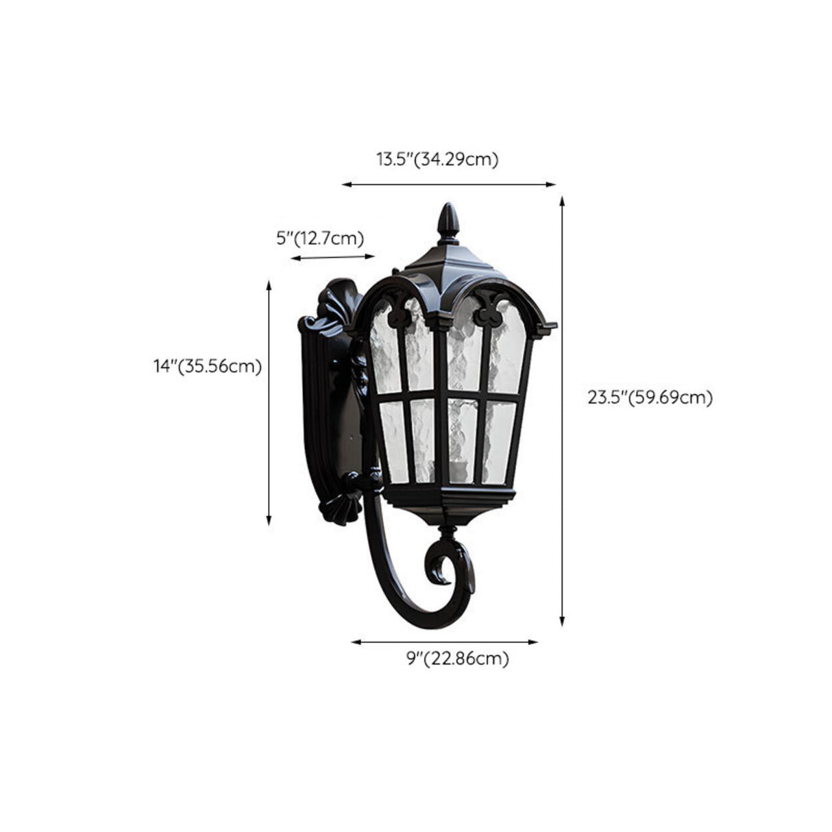 Black Outdoor Lantern Waterproof LED Wall Sconce Image - 13