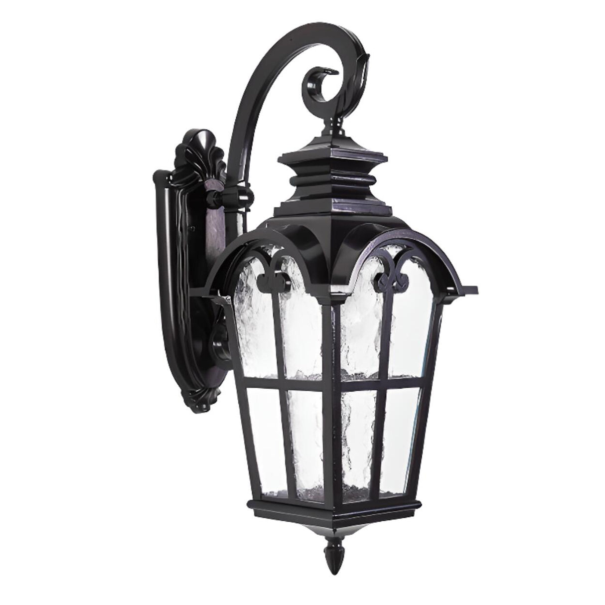 Black Outdoor Lantern Waterproof LED Wall Sconce Image - 3