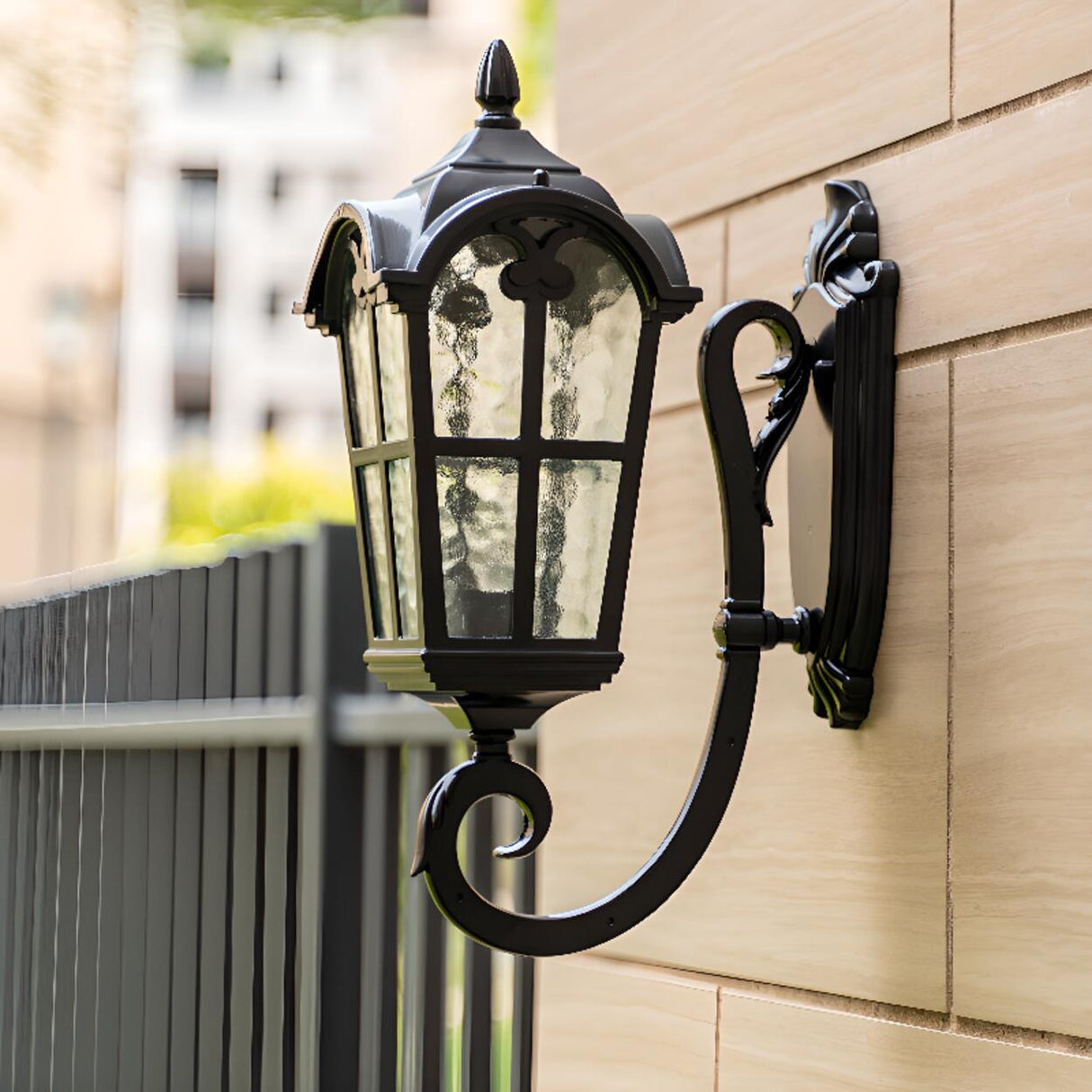 Black Outdoor Lantern Waterproof LED Wall Sconce Image - 5
