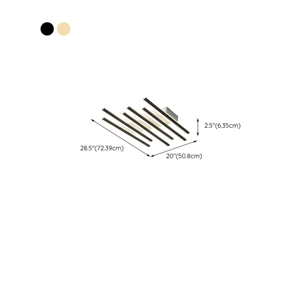 Black Parallel LED Semi-Flush Mount Light 15-Light