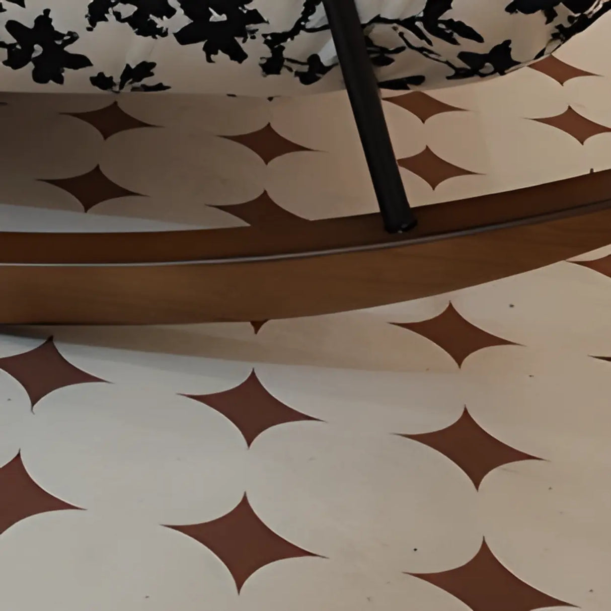 Black Patterned Upholstered Track Arms Rocking Chair Image - 8