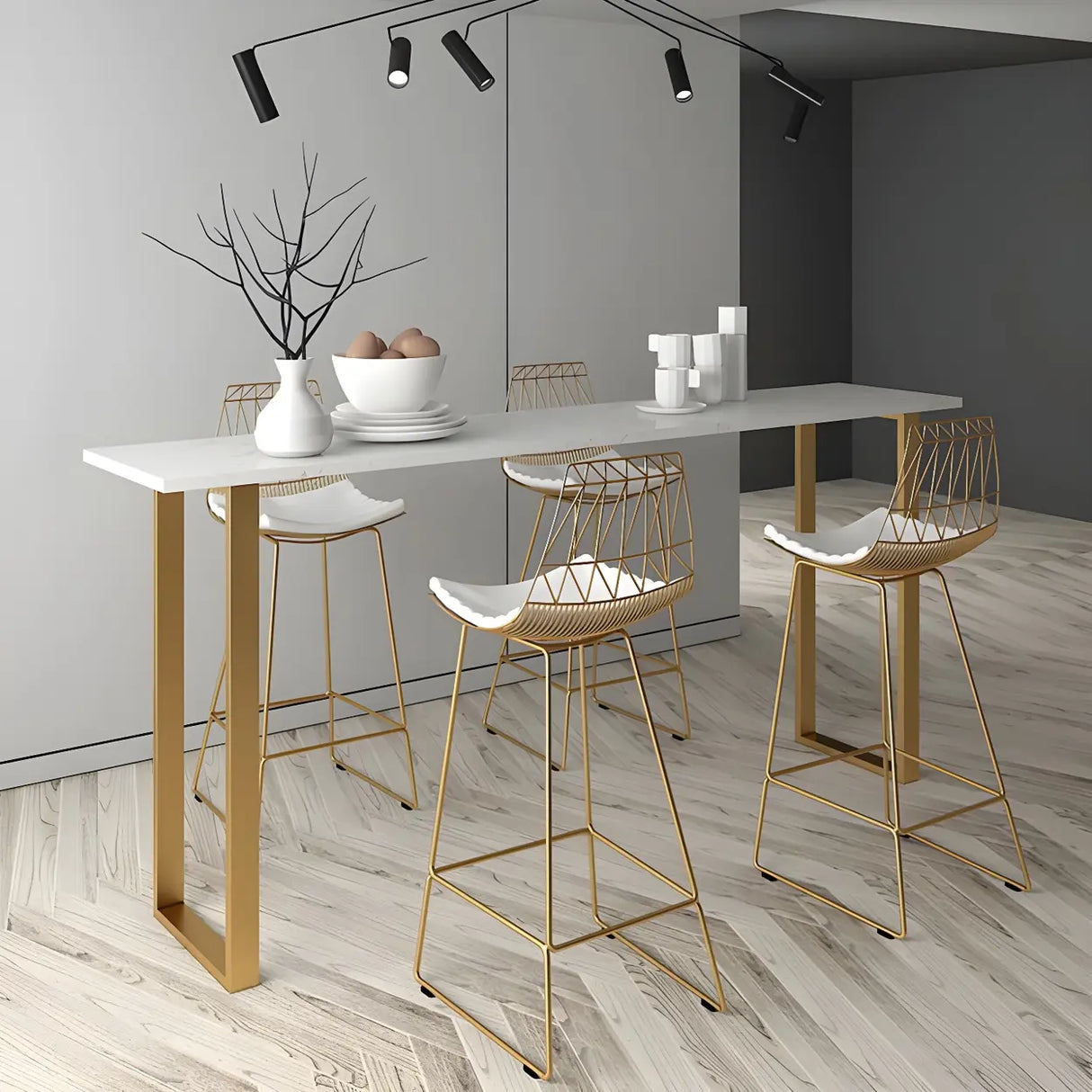 Black Rectangle Marble Tall Bar Table Bistro Stand Image - 13