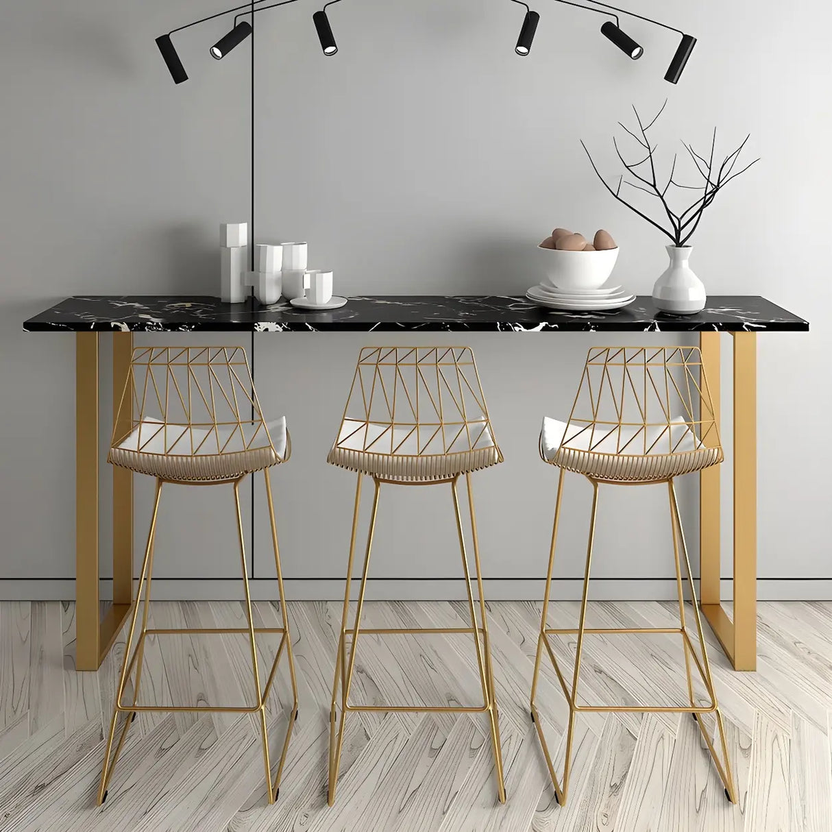 Black Rectangle Marble Tall Bar Table Bistro Stand Image - 4