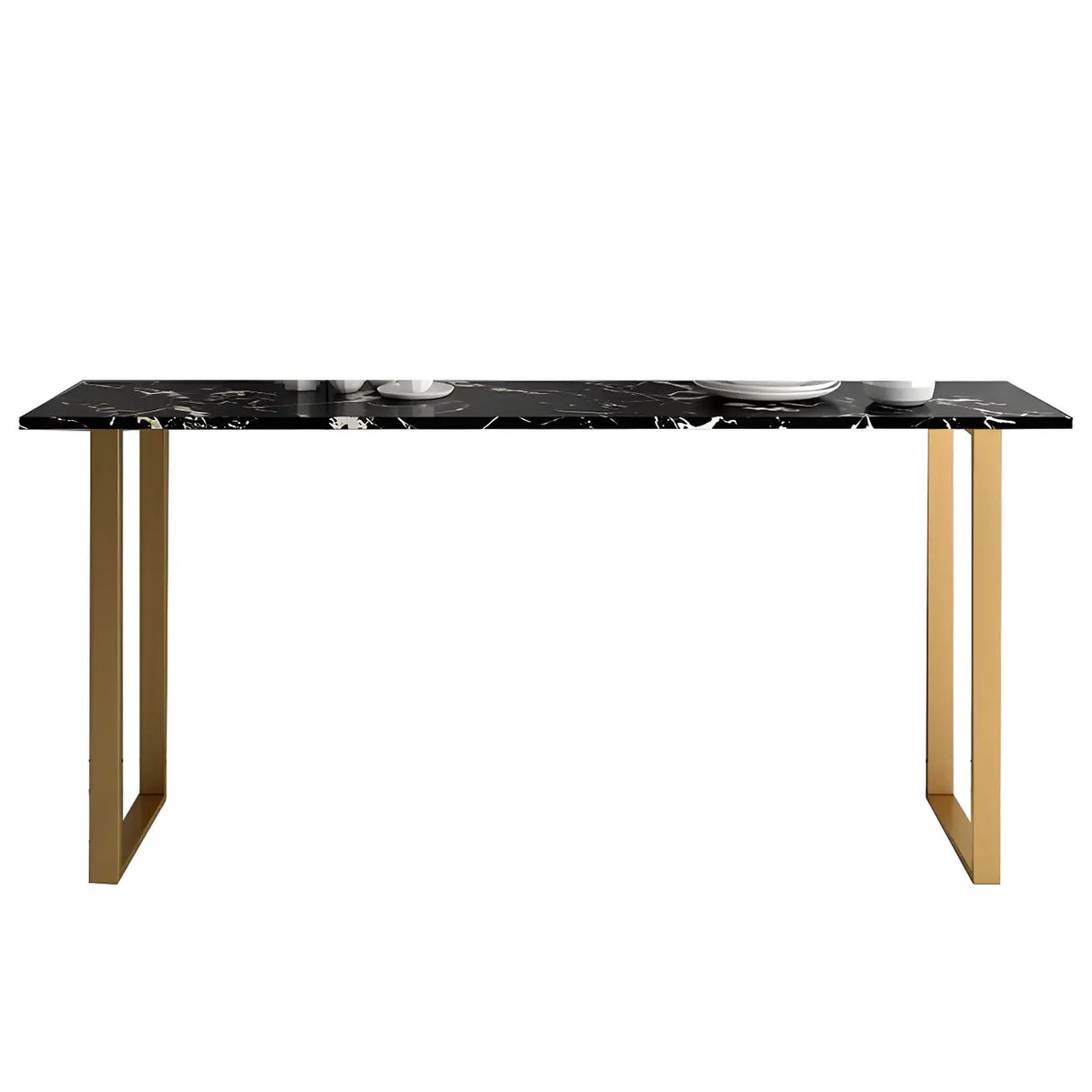 Black Rectangle Marble Tall Bar Table Bistro Stand Image - 5