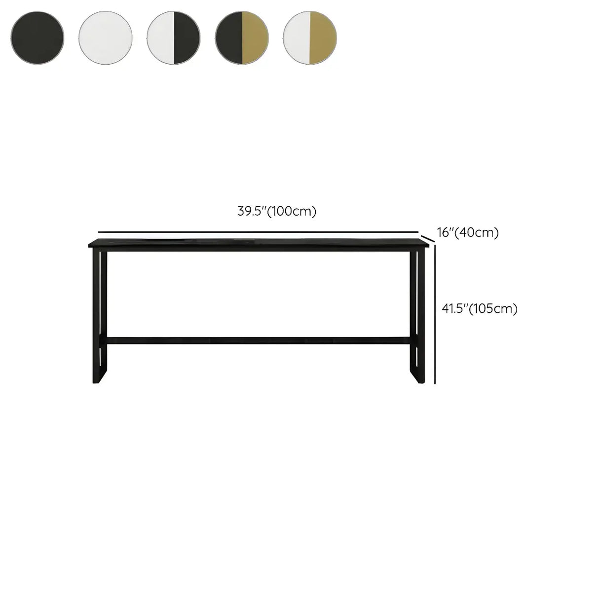 Black Rectangle Wooden Dining Bar Table With Footrest