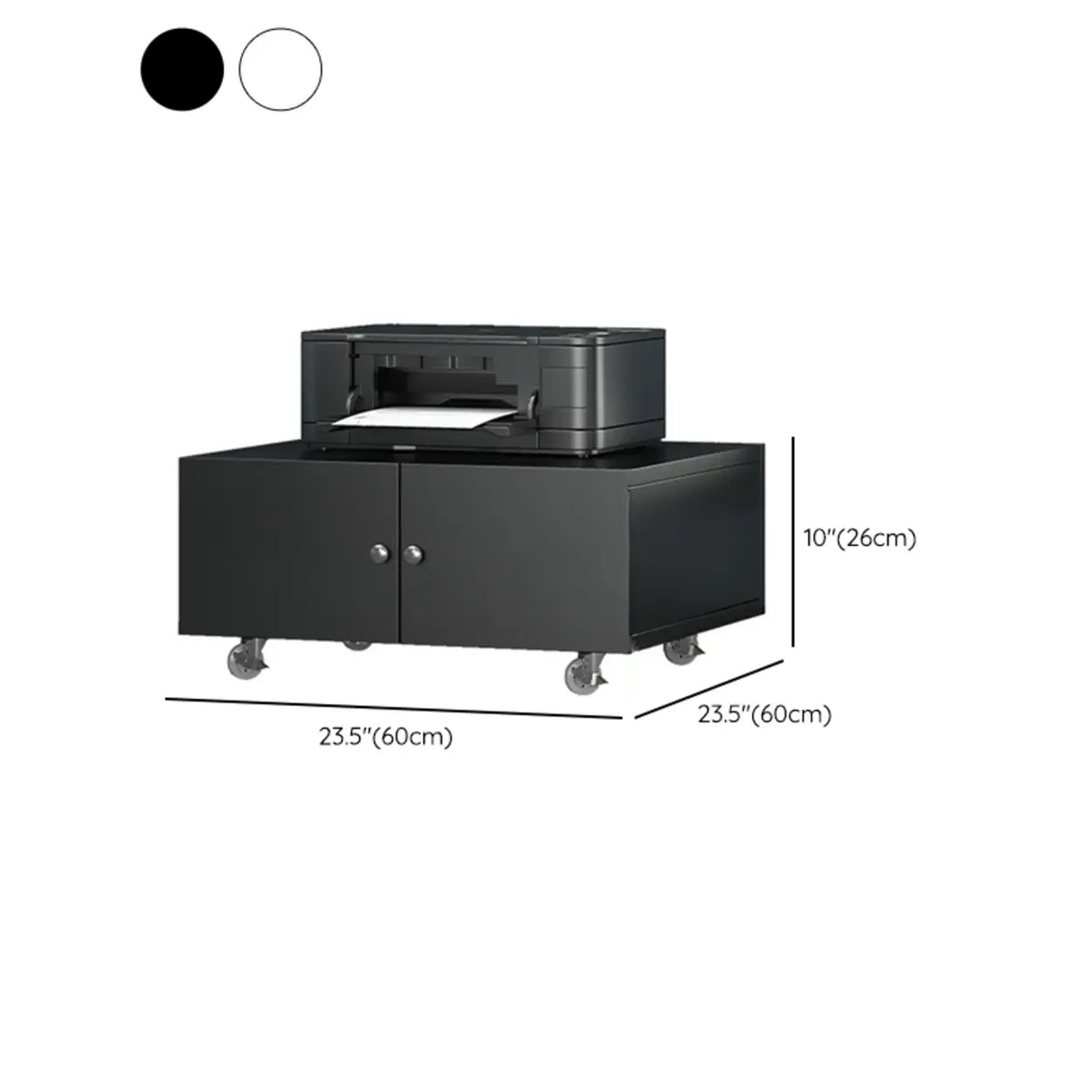 Black Rectangular Steel Mobile Short Filing Cabinet