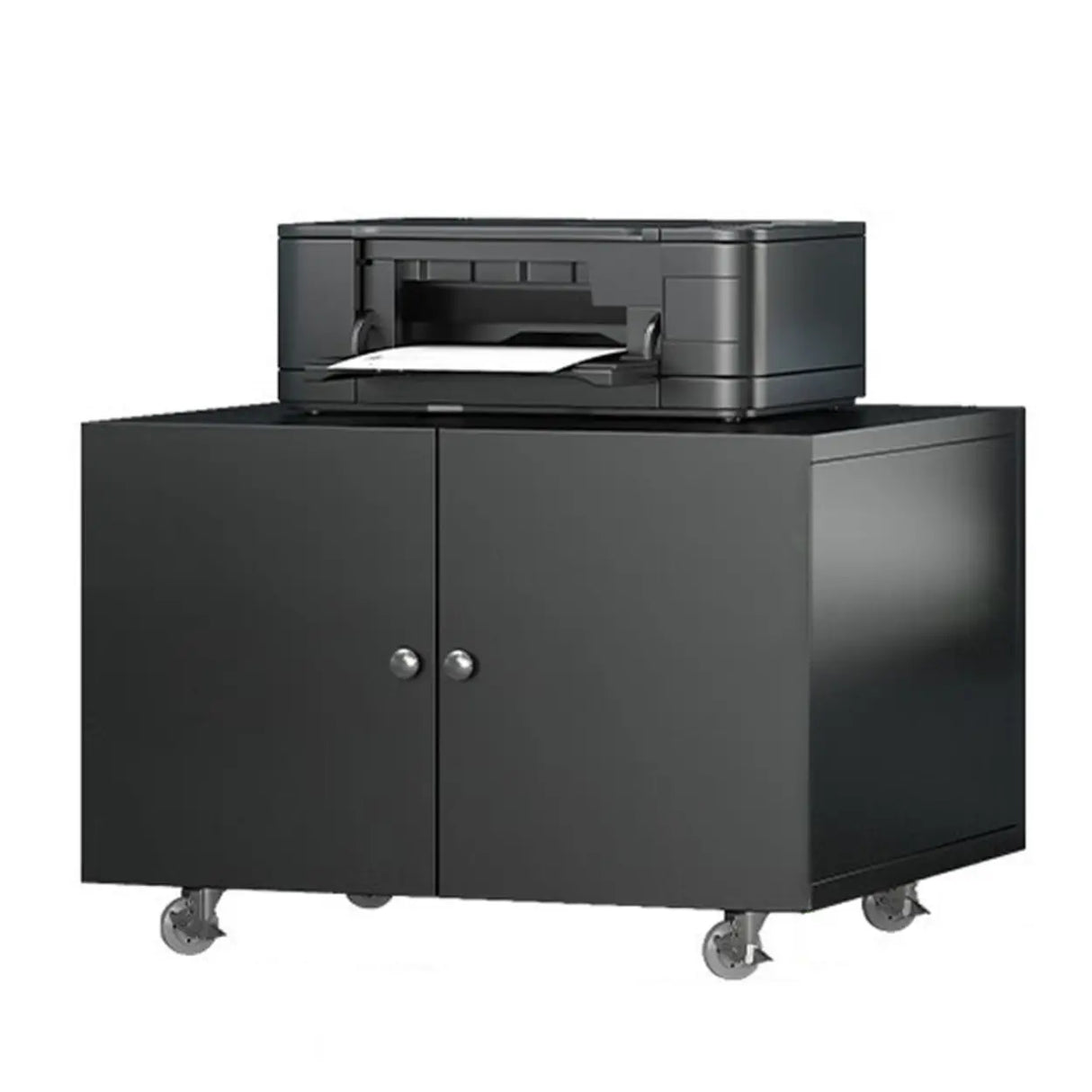 Black Rectangular Steel Mobile Short Filing Cabinet Image - 9