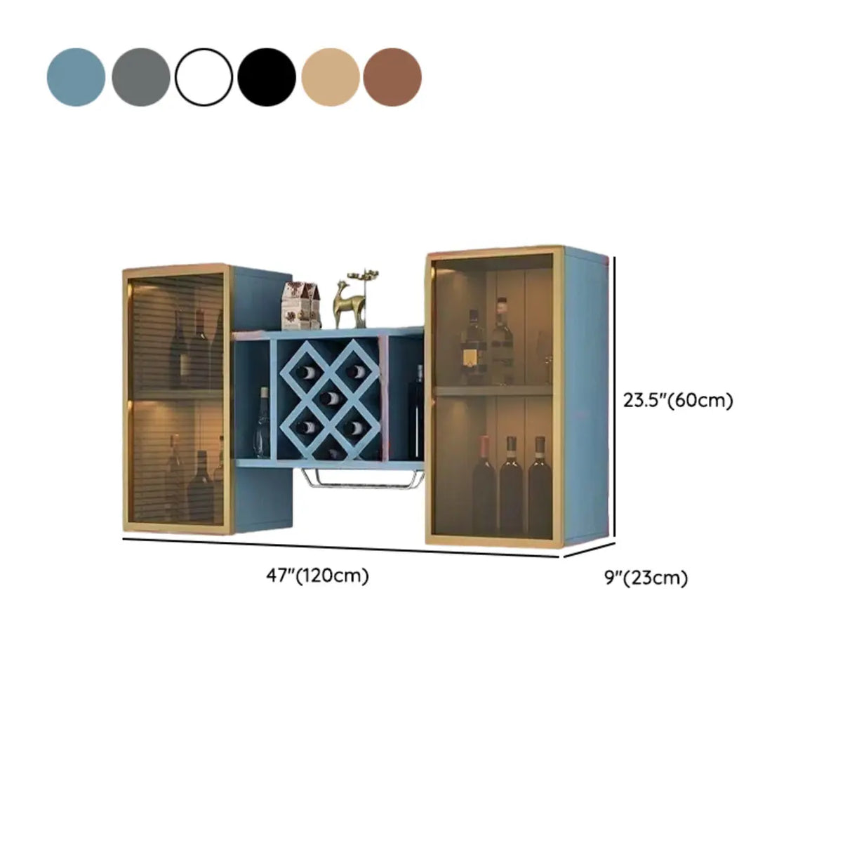 Black Rectangular Wood Large Wall Mounted Wine Rack