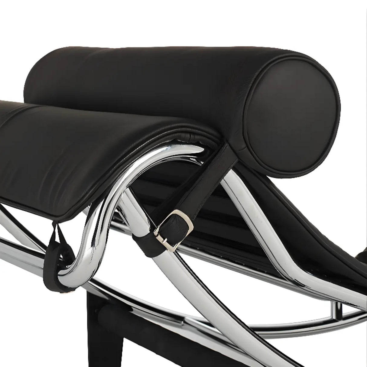 Black Removable Cushions Curved Leather Chaise Lounge Image - 10