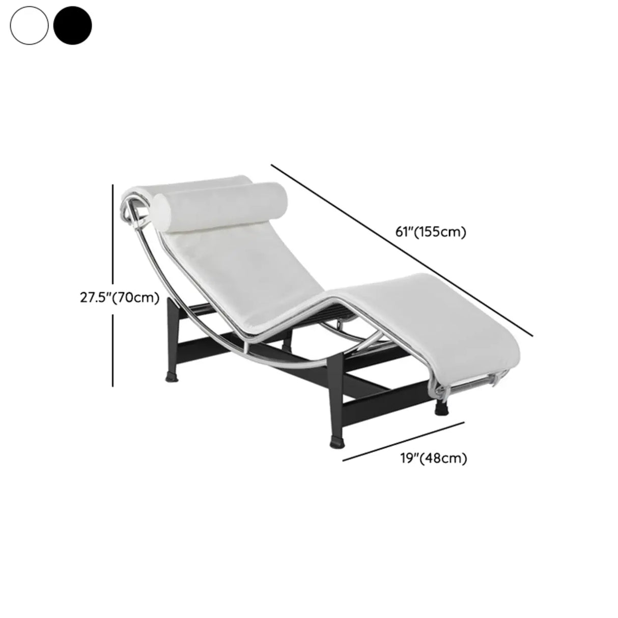 Black Removable Cushions Curved Leather Chaise Lounge