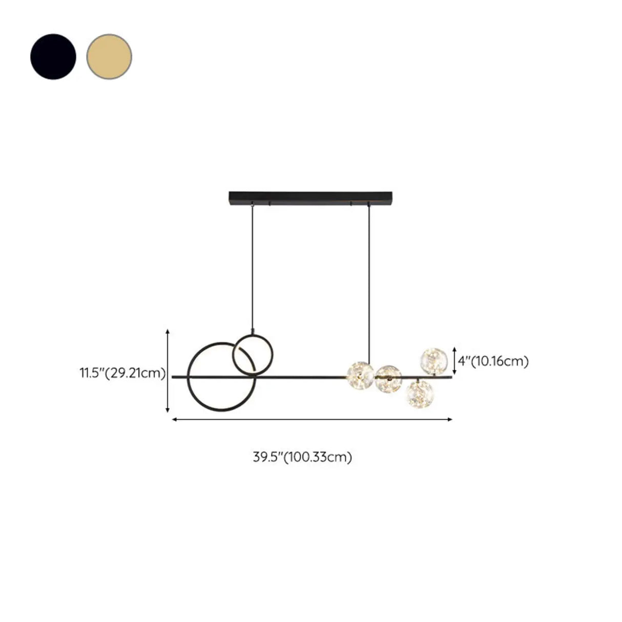 Black Ring and Bubble Adjustable Modern Island Light