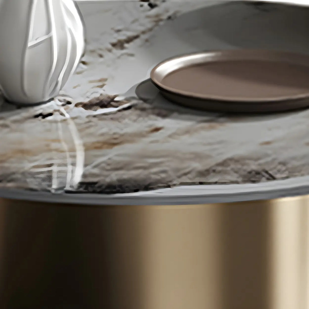 Black Round Stone Top Metal Base Nesting Coffee Table Image - 14