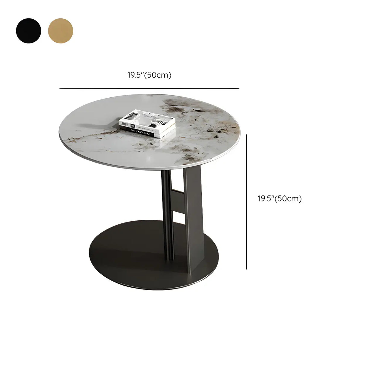 Black Round Stone Top Metal Base Nesting Coffee Table Image - 19