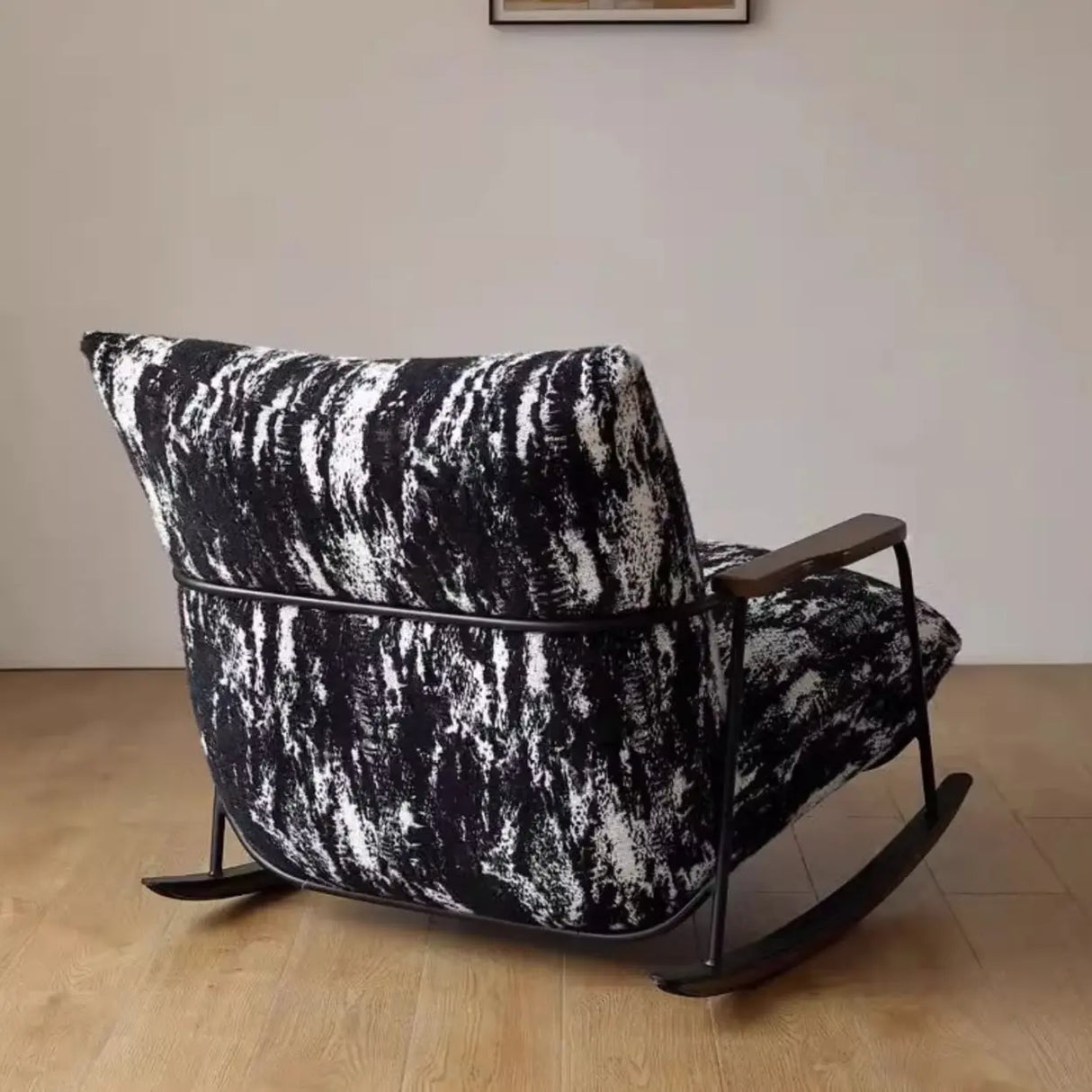 Black Scratch Resistant Upholstered Fixed Rocking Chair Image - 4