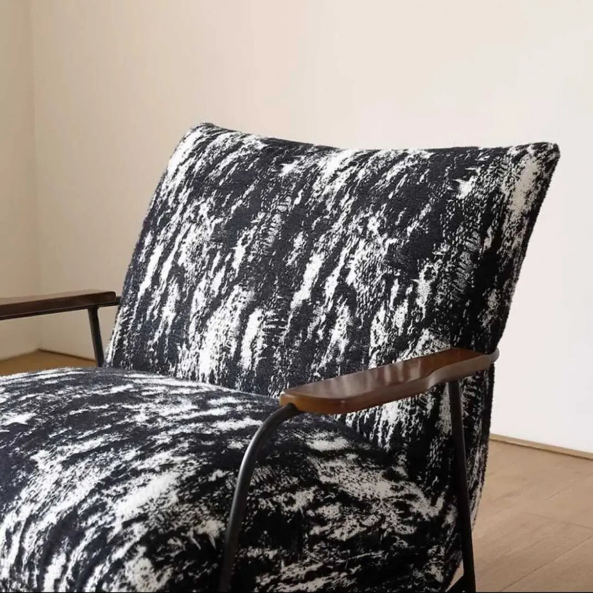 Black Scratch Resistant Upholstered Fixed Rocking Chair Image - 5