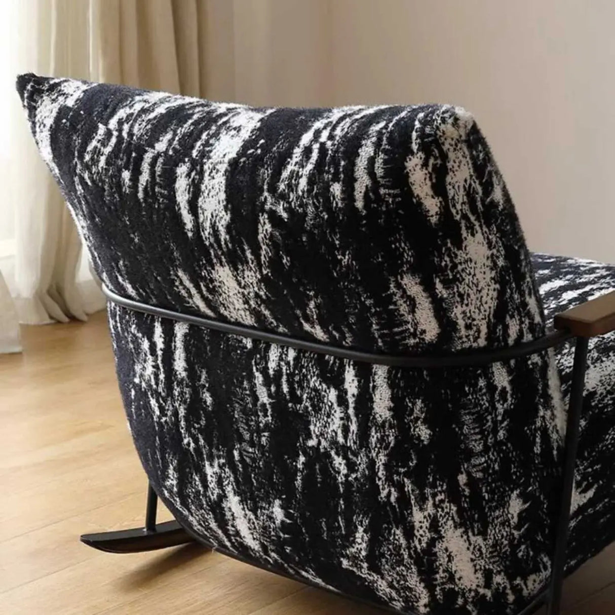 Black Scratch Resistant Upholstered Fixed Rocking Chair Image - 6