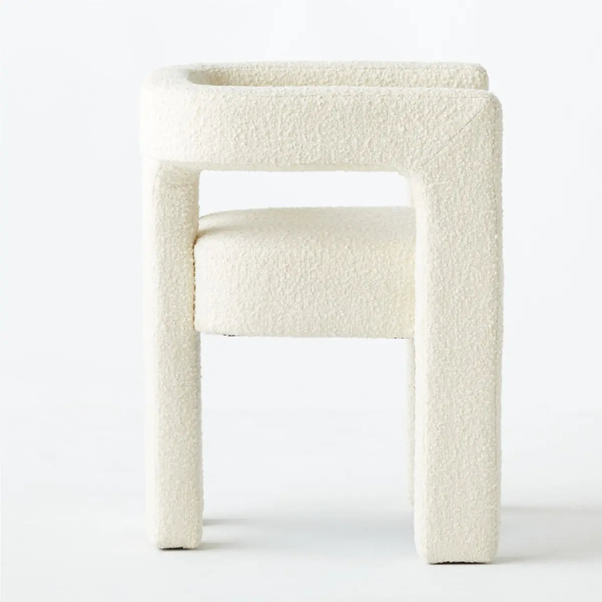 Black Sherpa Fabric Fixed Back Four Legs Arm Chair Image - 10
