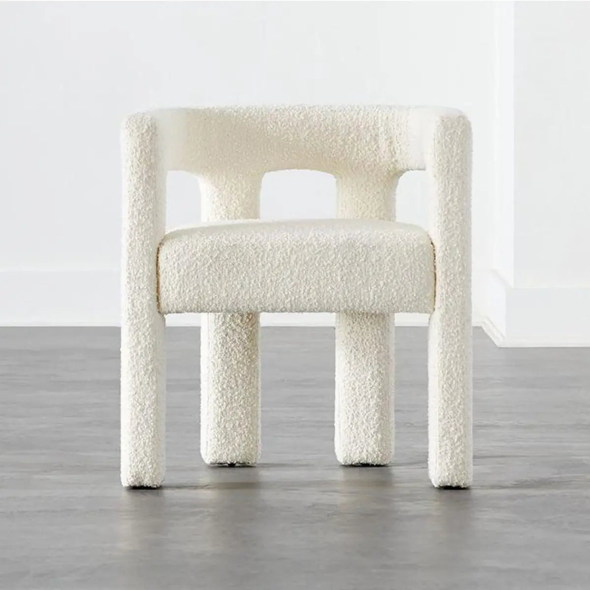Black Sherpa Fabric Fixed Back Four Legs Arm Chair Image - 6