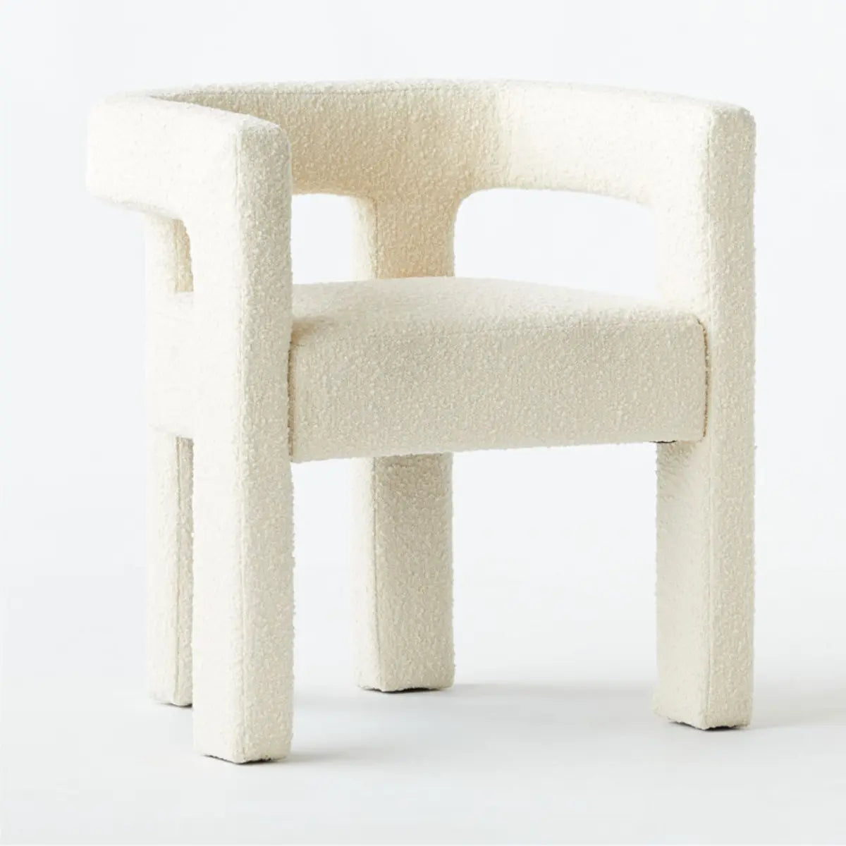 Black Sherpa Fabric Fixed Back Four Legs Arm Chair Image - 8