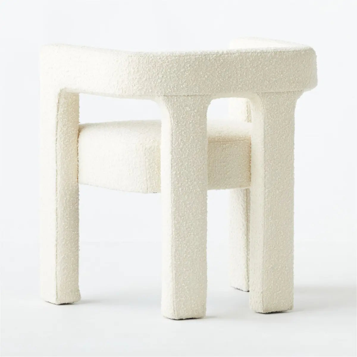 Black Sherpa Fabric Fixed Back Four Legs Arm Chair Image - 9