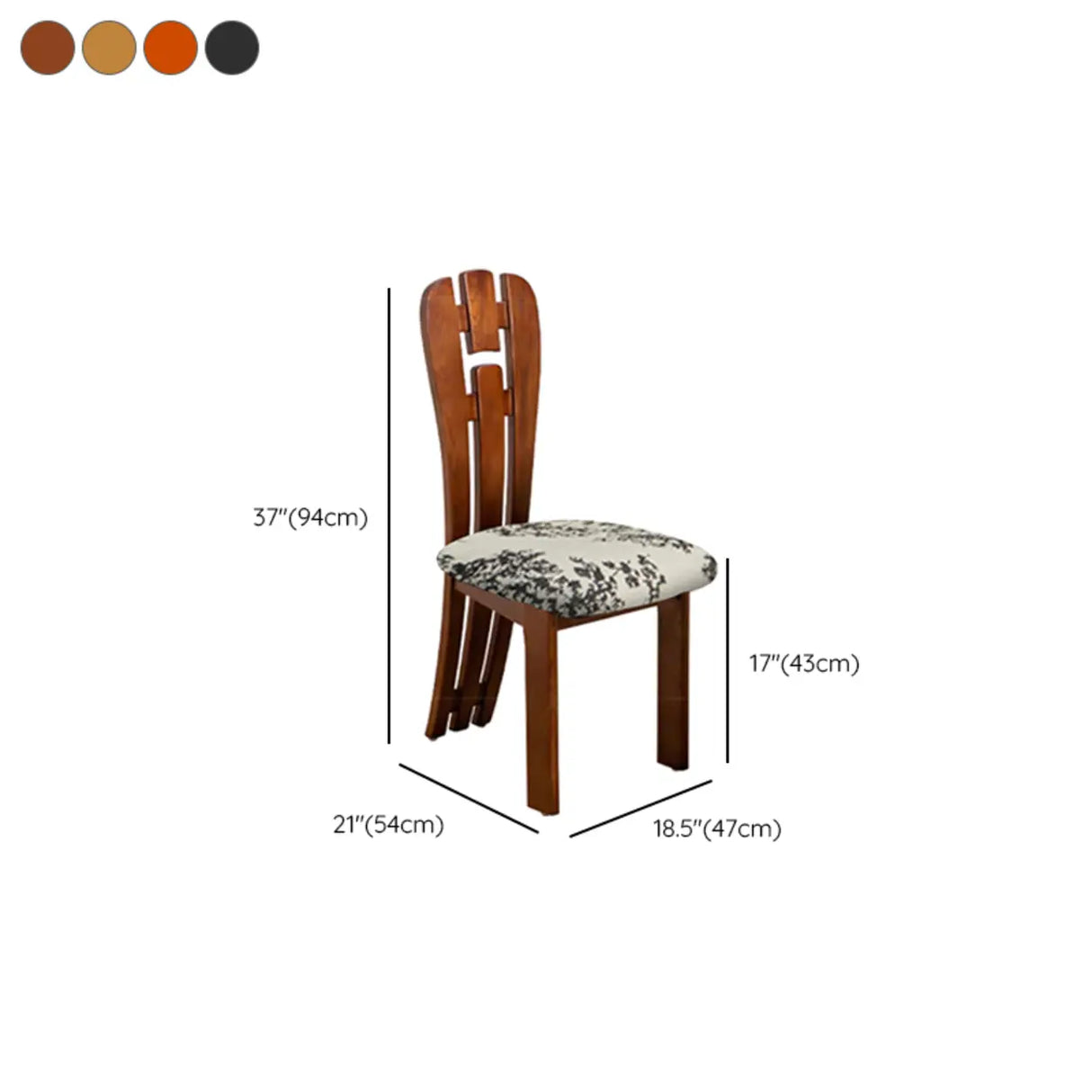 Black Slat Back Upholstered Rubberwood Dining Chair