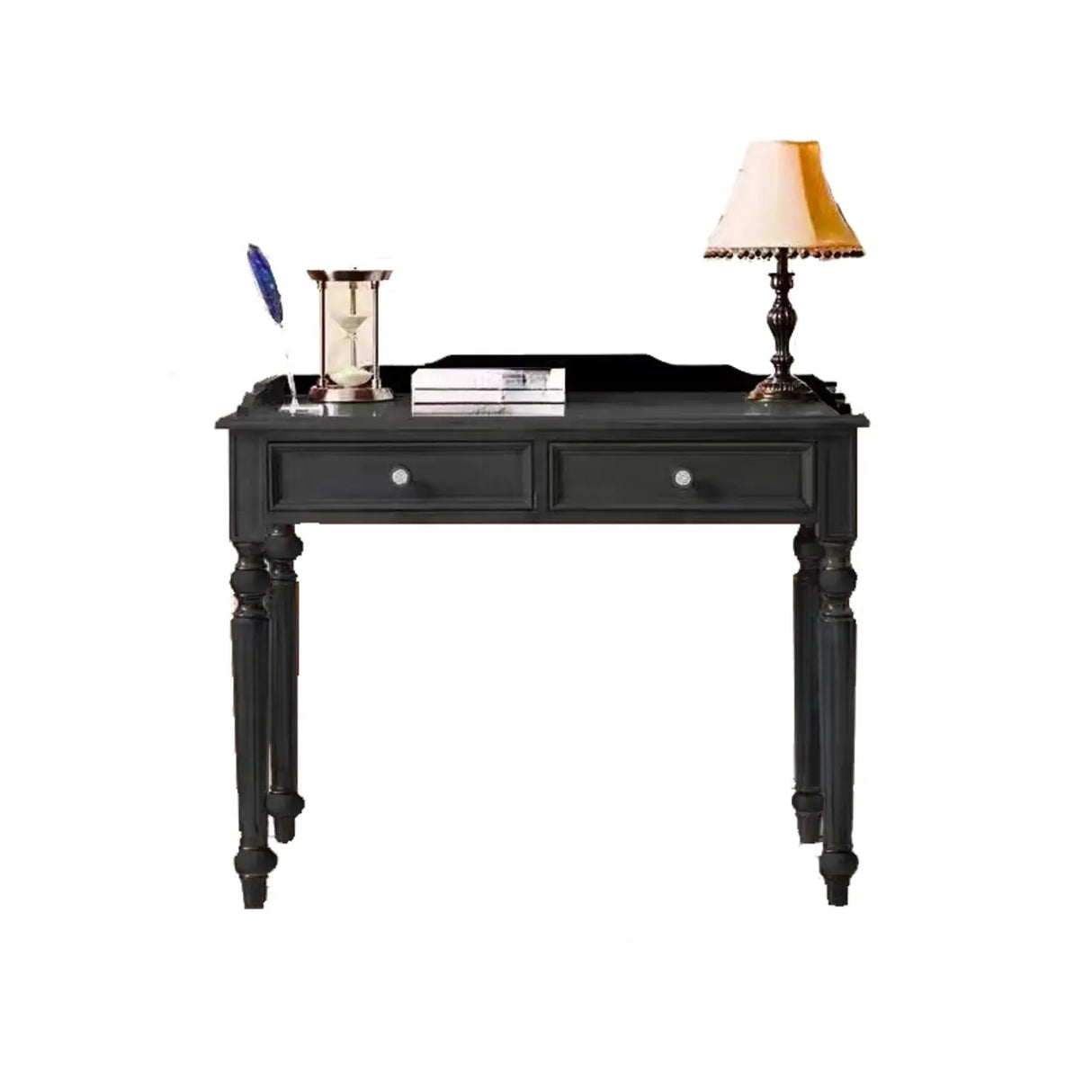 Black Small Standard Wooden Writing Desk with Drawers Image - 4