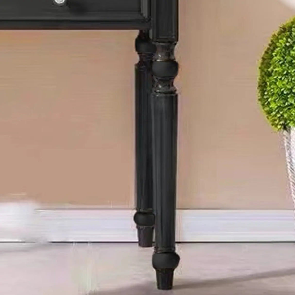 Black Small Standard Wooden Writing Desk with Drawers Image - 5