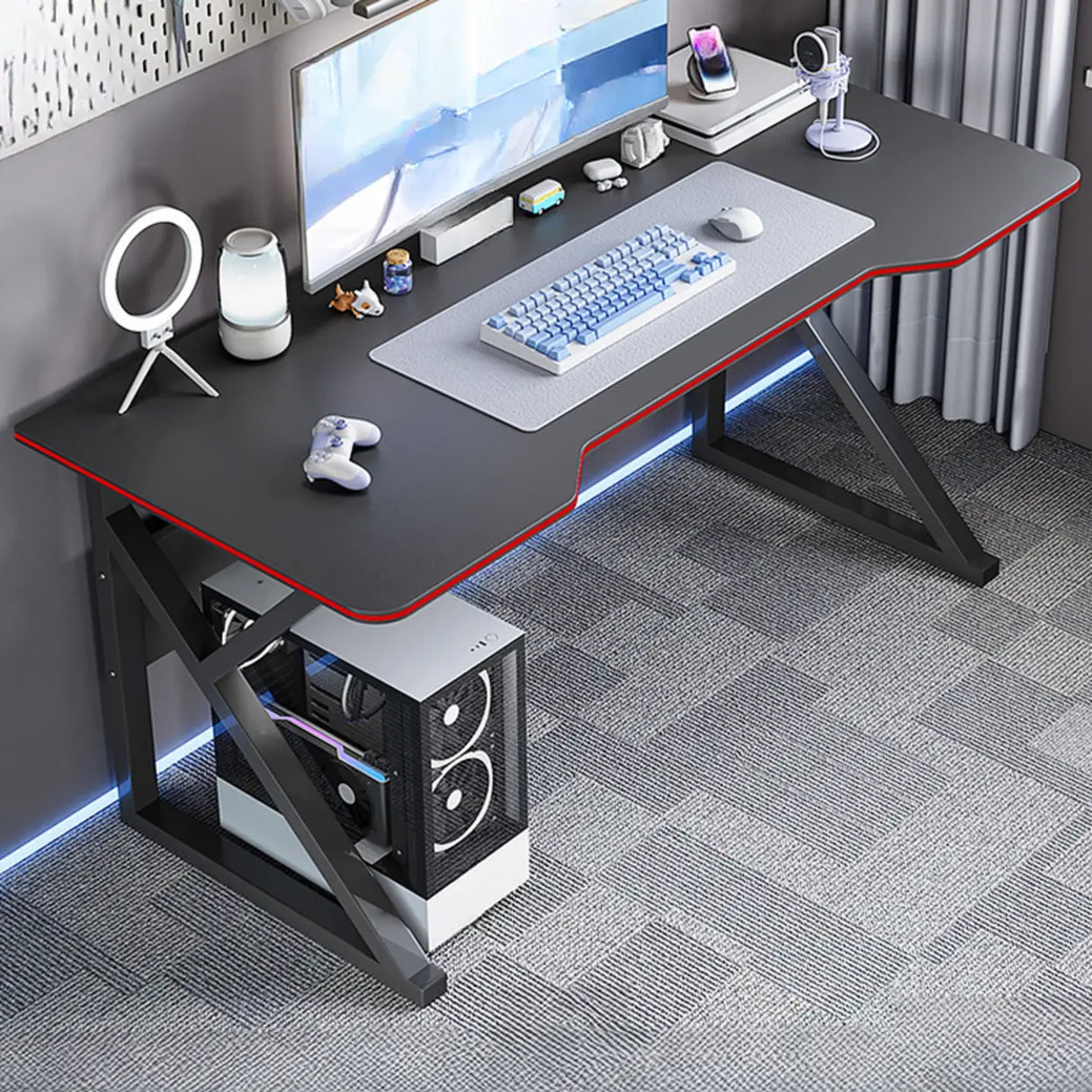 Black Standard Metal Desk with Cable Management Image - 11