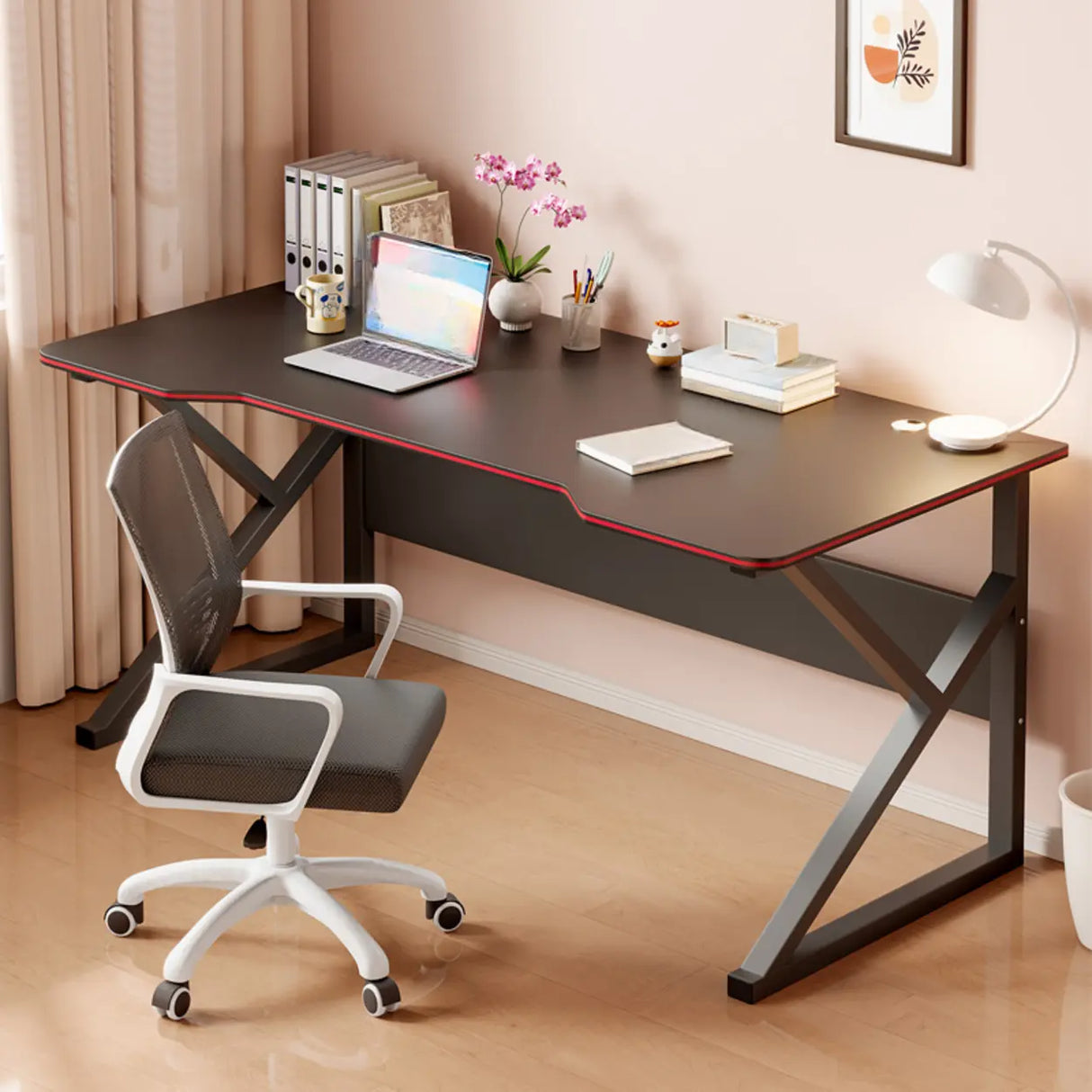 Black Standard Metal Desk with Cable Management Image - 1