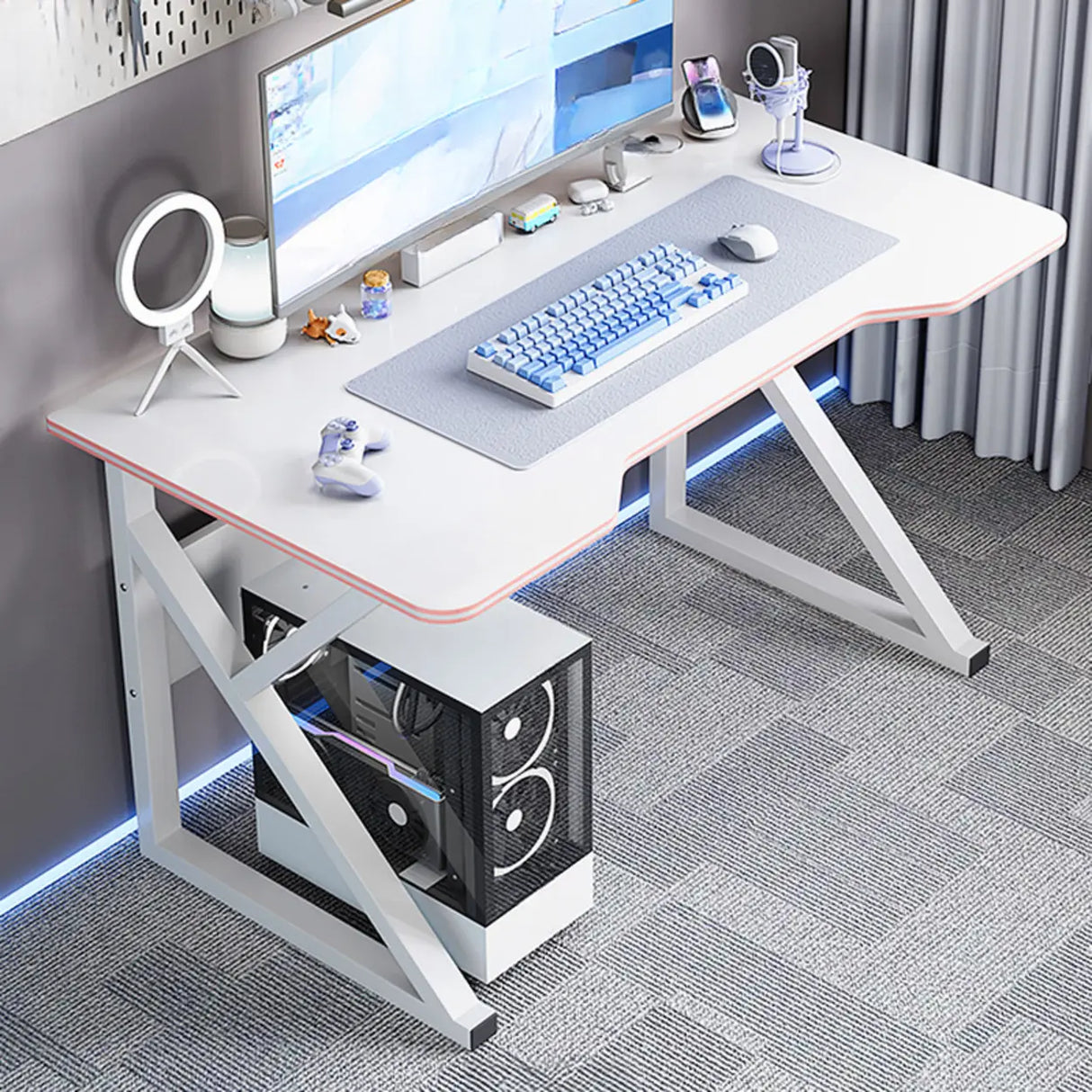 Black Standard Metal Desk with Cable Management Image - 2