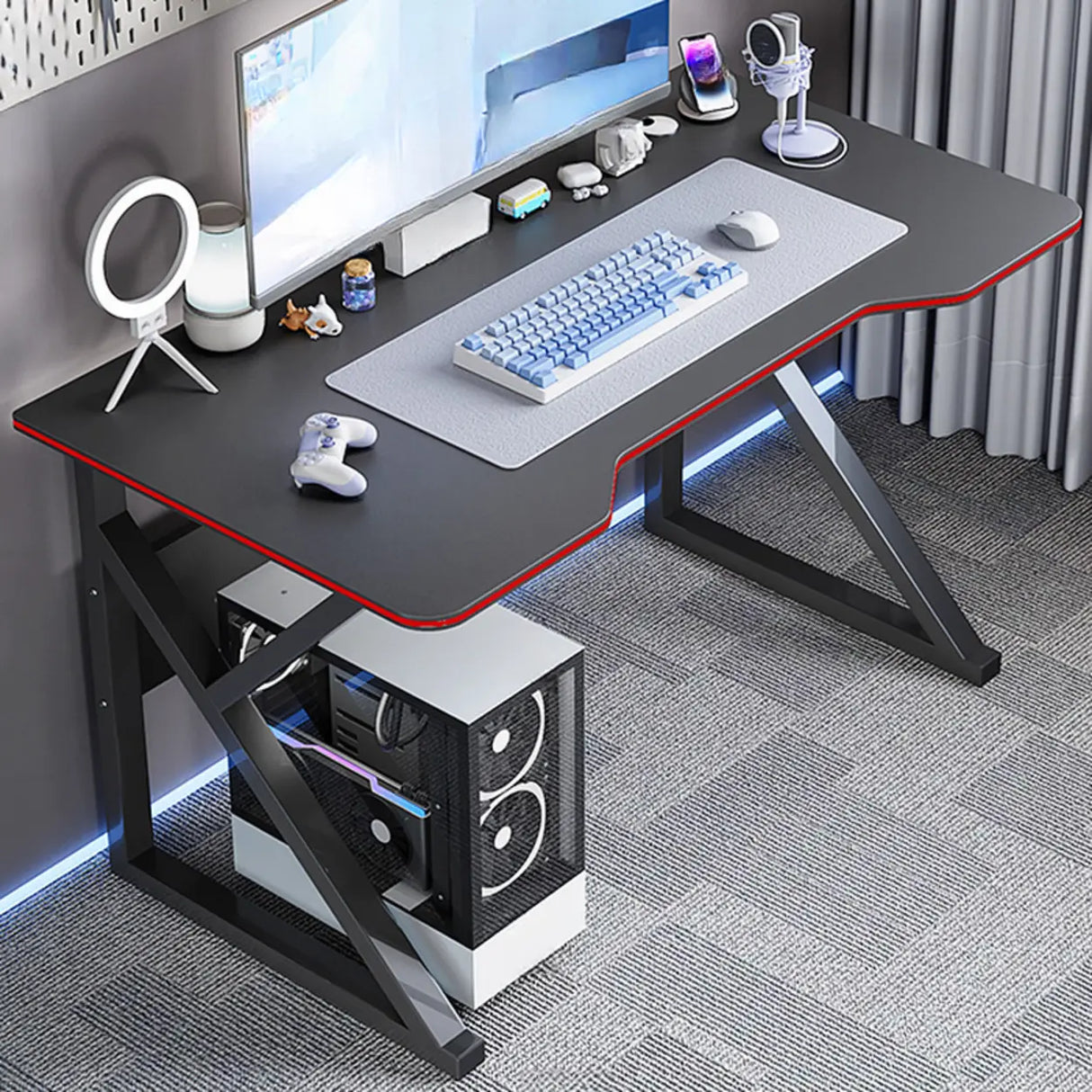 Black Standard Metal Desk with Cable Management Image - 3