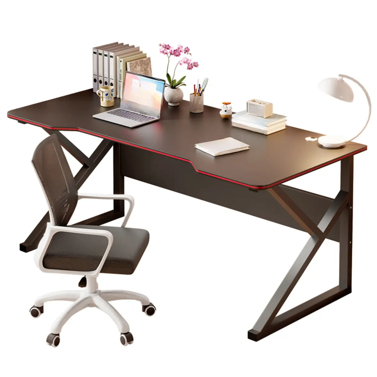 Black Standard Metal Desk with Cable Management Image - 4