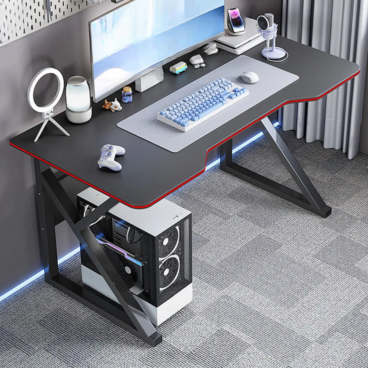 Black Standard Metal Desk with Cable Management Image - 5