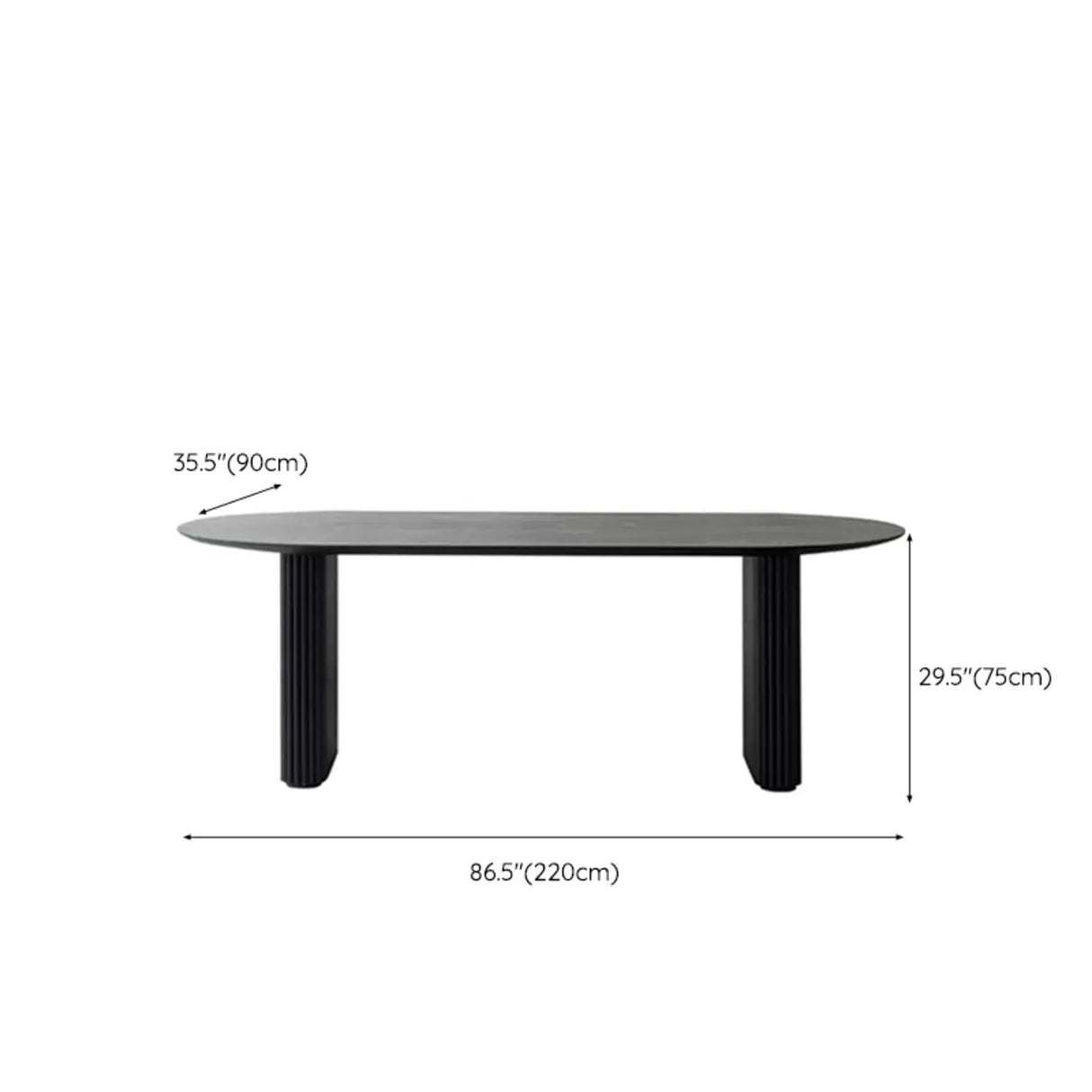 Black Standard Oval Wooden Computer Desk Image - 11