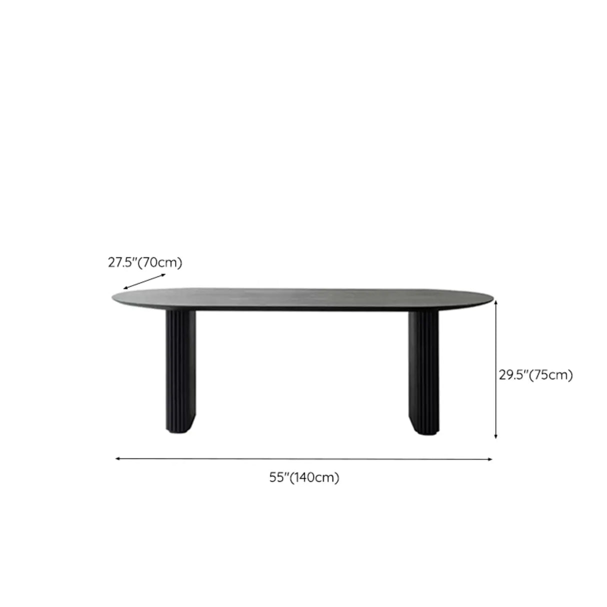 Black Standard Oval Wooden Computer Desk Image - 12