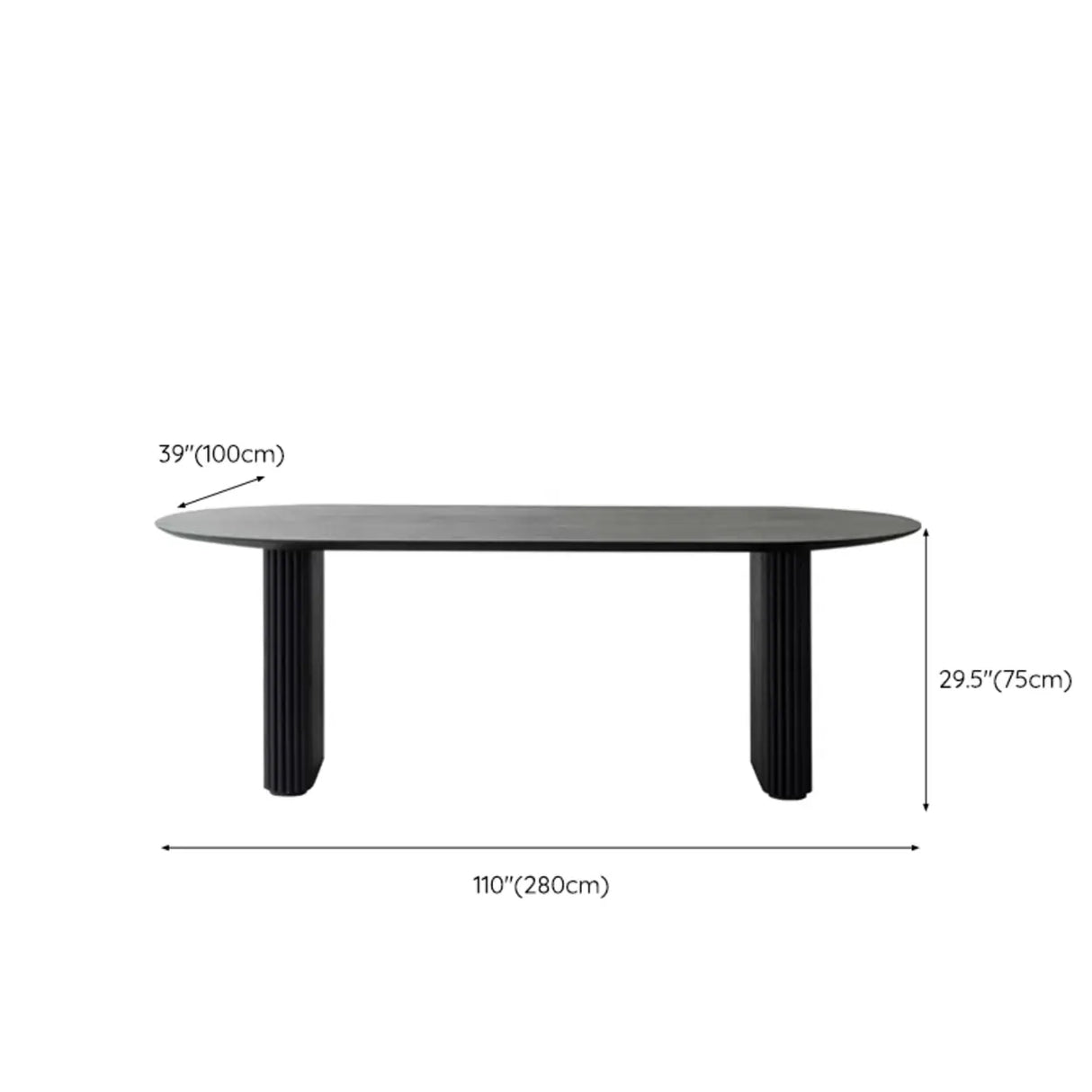 Black Standard Oval Wooden Computer Desk Image - 14