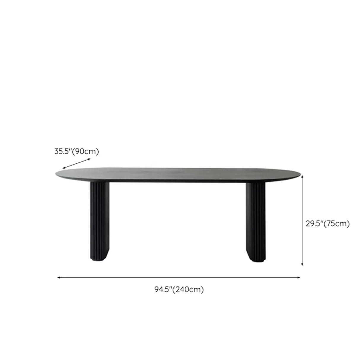 Black Standard Oval Wooden Computer Desk Image - 16