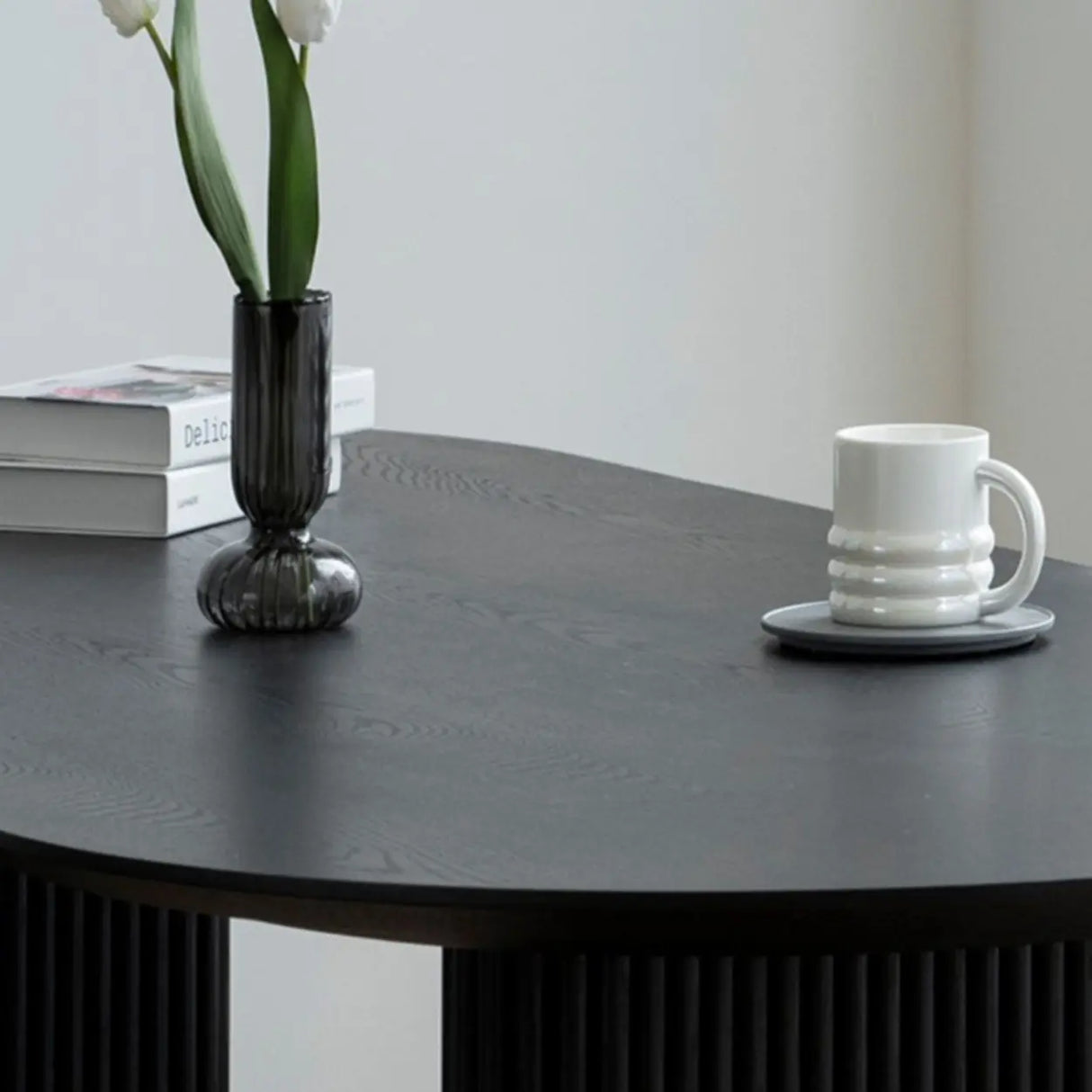 Black Standard Oval Wooden Computer Desk Image - 6