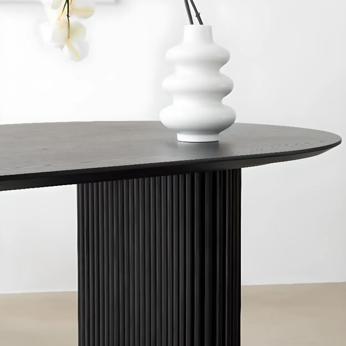 Black Standard Oval Wooden Computer Desk Image - 8